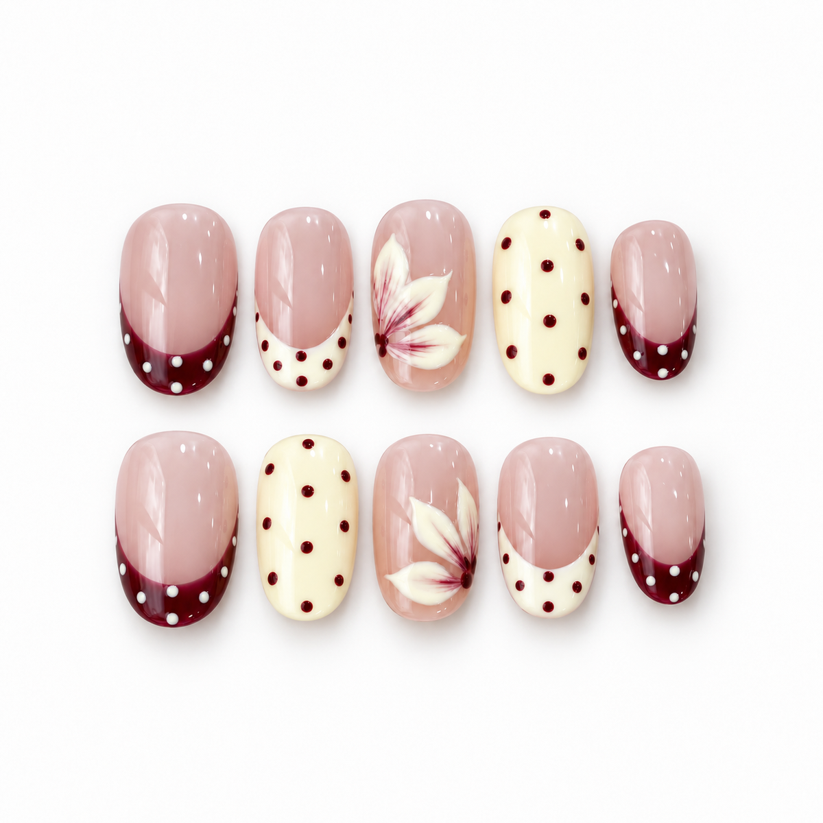 Burgundy Petal Dots
