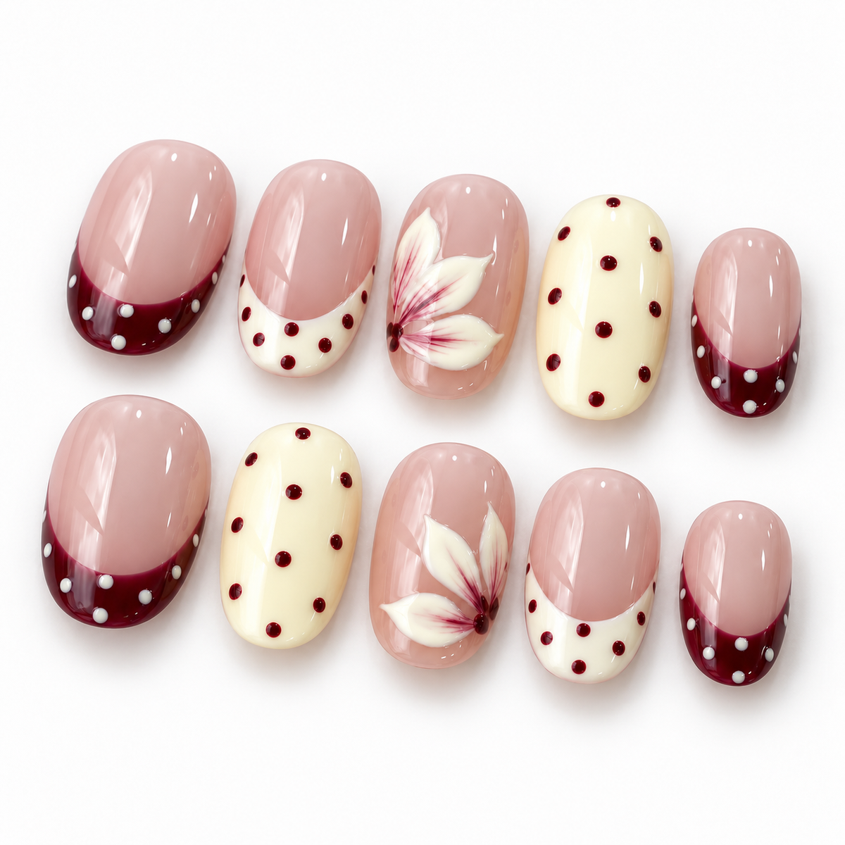 Burgundy Petal Dots