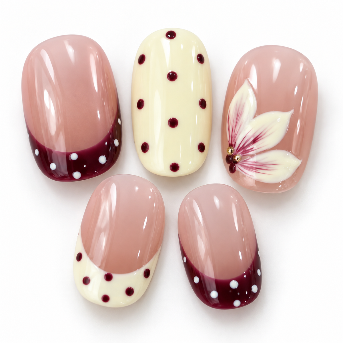 Burgundy Petal Dots
