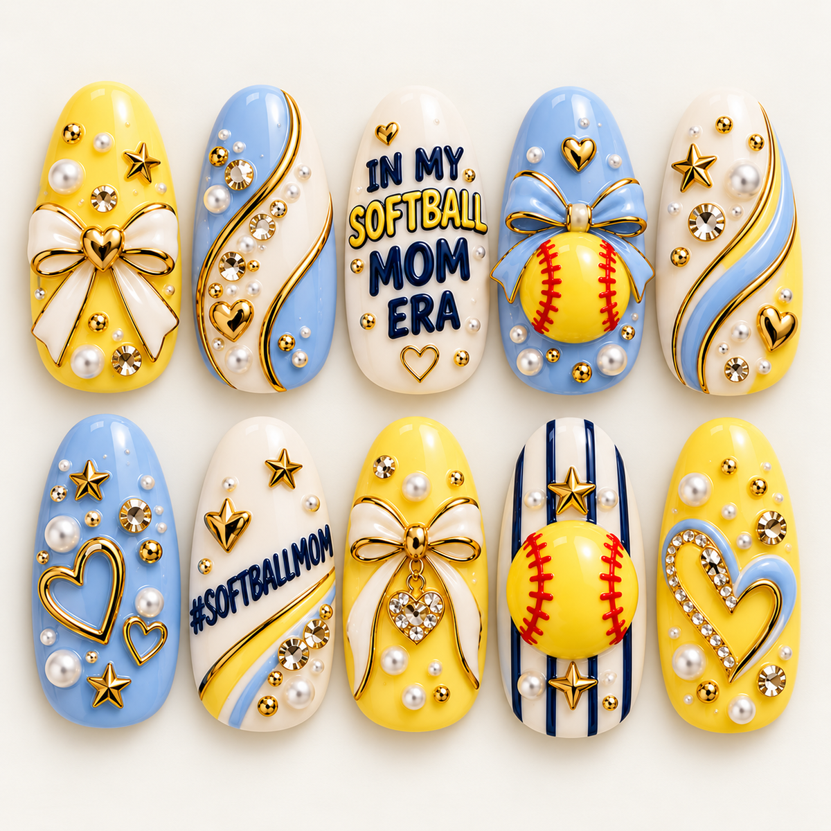 In My Softball Mom Era 3D Press-On Nails