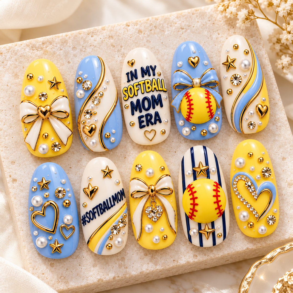 In My Softball Mom Era 3D Press-On Nails