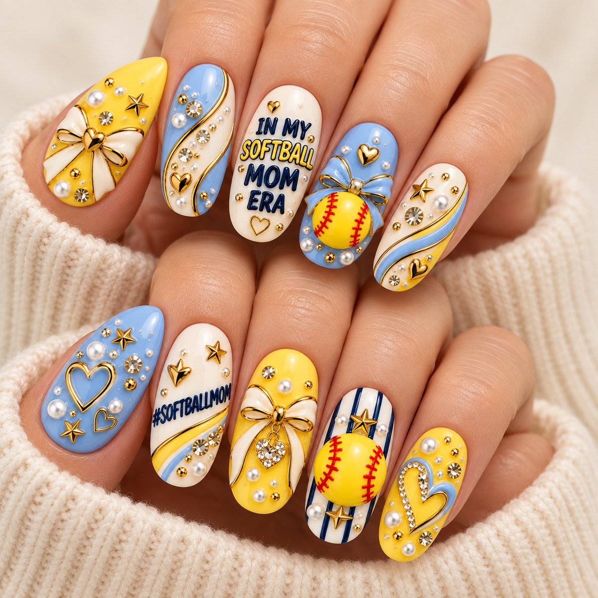 In My Softball Mom Era 3D Press-On Nails