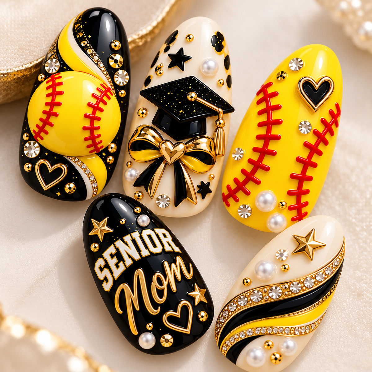 Senior Mom 2027 3D Press-On Nails – Softball Senior Year Set