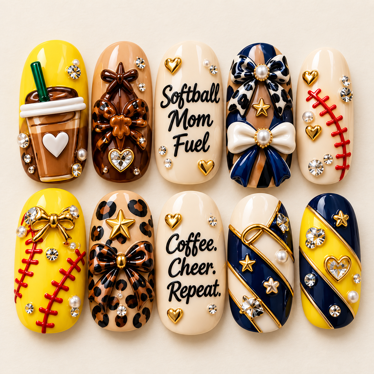 Solis Softball – Softball Mom Fuel 3D Press-On Nails