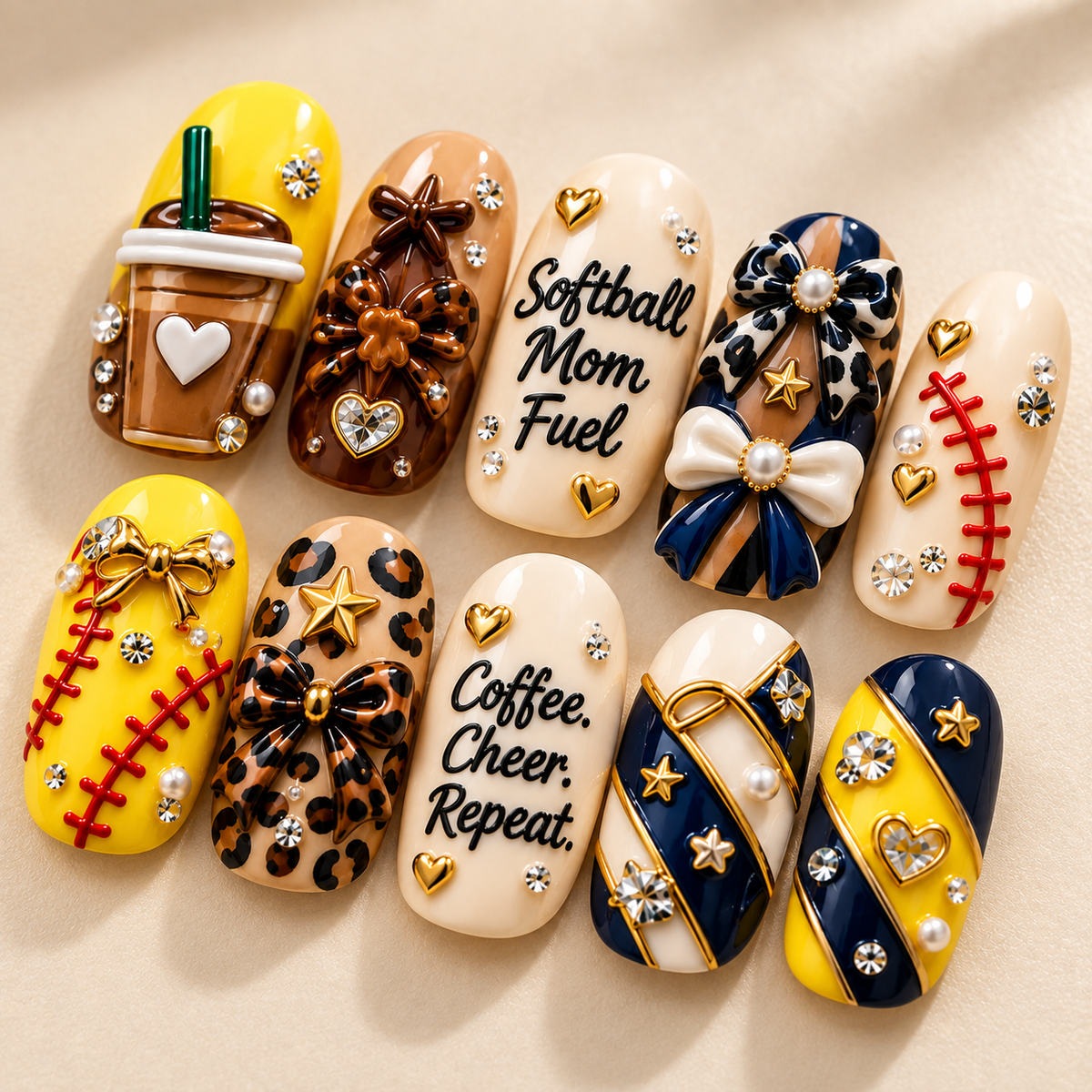 Solis Softball – Softball Mom Fuel 3D Press-On Nails