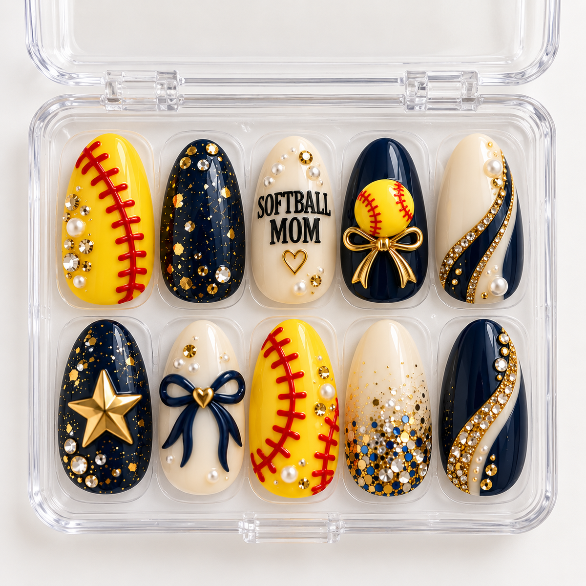 Softball Mom 3D Press-On Nails